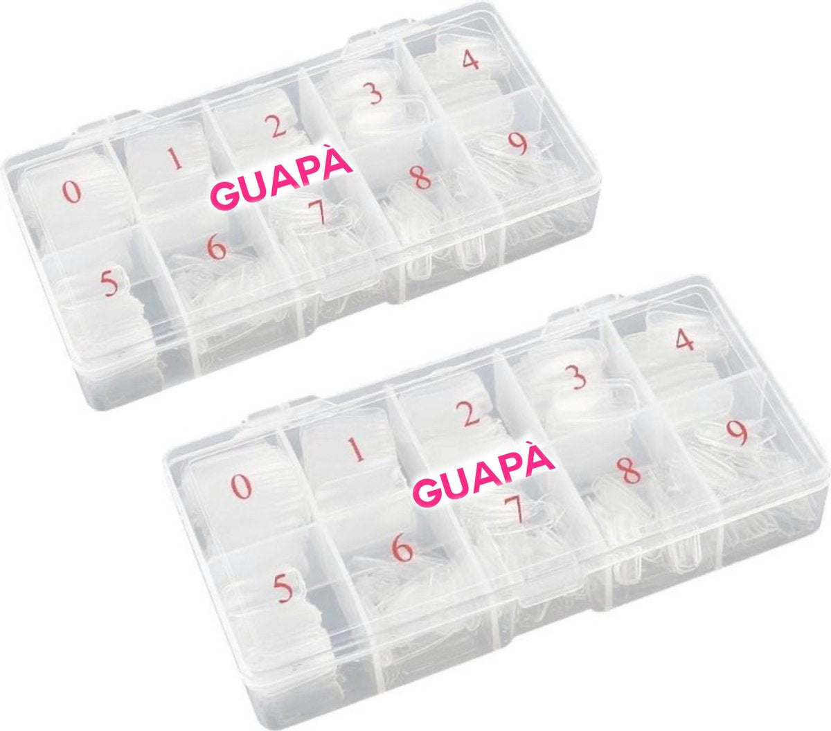 GUAPÀ - Nagel Tips Kunstnagel Set 1000 Stuks voor het verlengen van je nagels - Acryl en Gel - 2 x 500 stuks Transparant