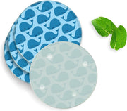 4 Luxe Glazen Onderzetters - Design Whales - Rond