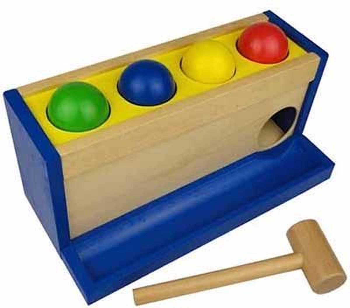 Houten speelgoed Hamerbank blauw met ballen