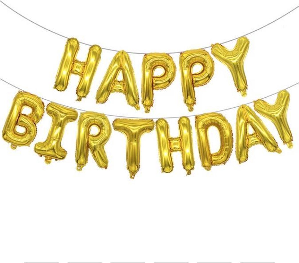 Folie-ballonnen 16 INCH / 40 CM met letters 'HAPPY BIRTHDAY' in GOUDkleur (31268)