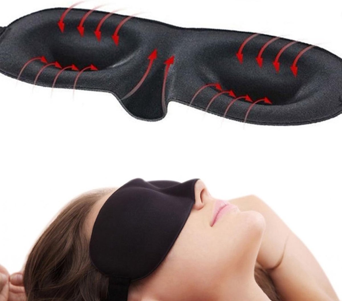 Northwall 3D Deluxe Slaapmasker - Verstelbaar – 3D Effect - Zwart