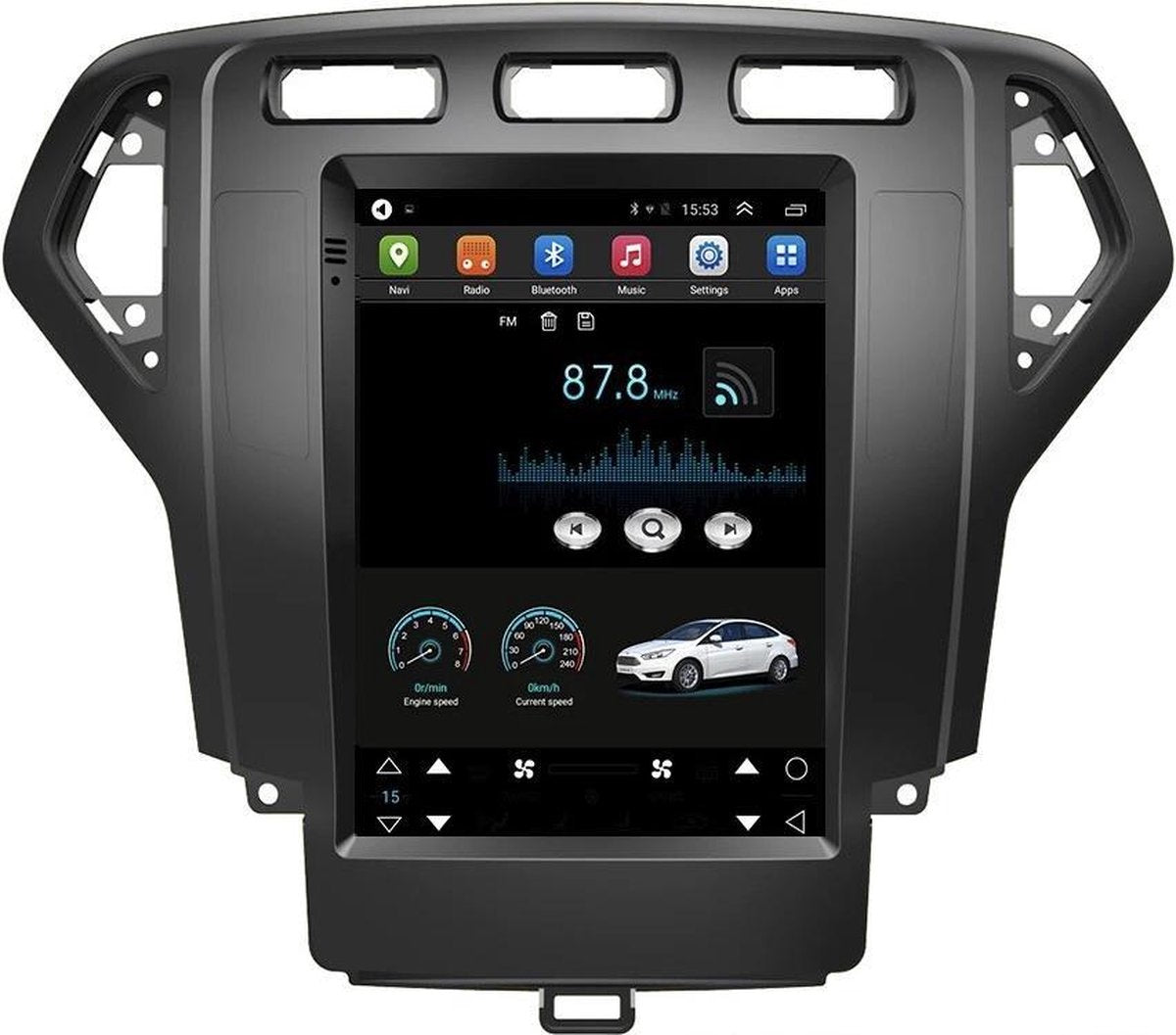 Ford Mondeo 2006-2010 Android 9.0 navigatie en multimediasysteem Bluetooth USB WiFi 4+64GB ZWART
