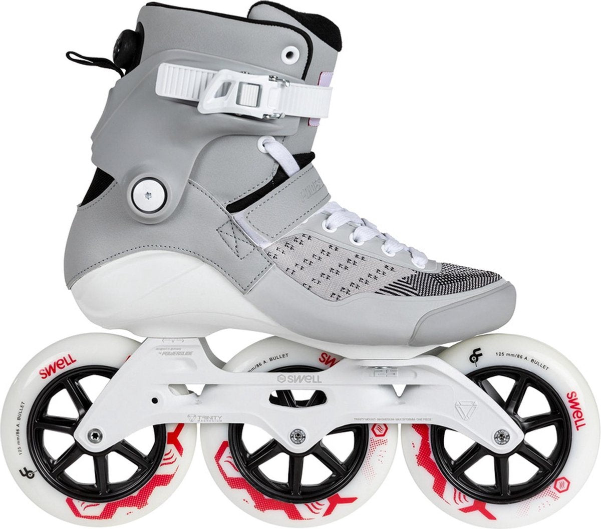 Powerslide Inlineskates - Maat 42-43 - Unisex - grijs - wit - rood