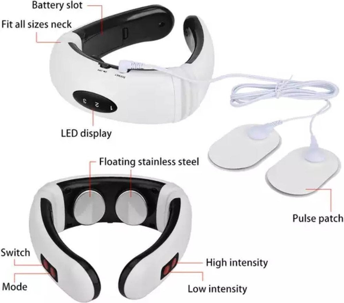 Elektrisch Pulse Nekmassage Apparaat verschillende standen low of high