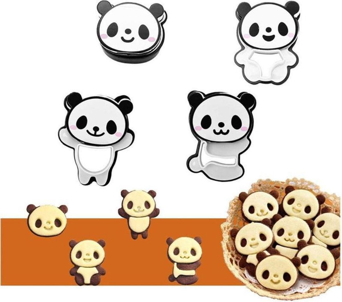 Koekjesvorm Panda - 4-delige set - Koekjes uitsteker - Uitsteekvorm - 3