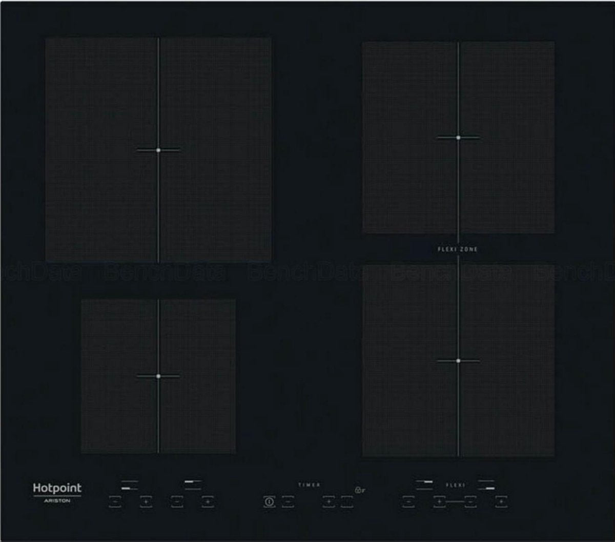 Hotpoint Inductiekookplaat - Model KID641BF - 68 cm - 7000 W - 4 zones - Zwart