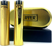 Clipper Aansteker Classic Large Metal / Metalen Goud / Gold Mat en Glazend (2 Stuks)