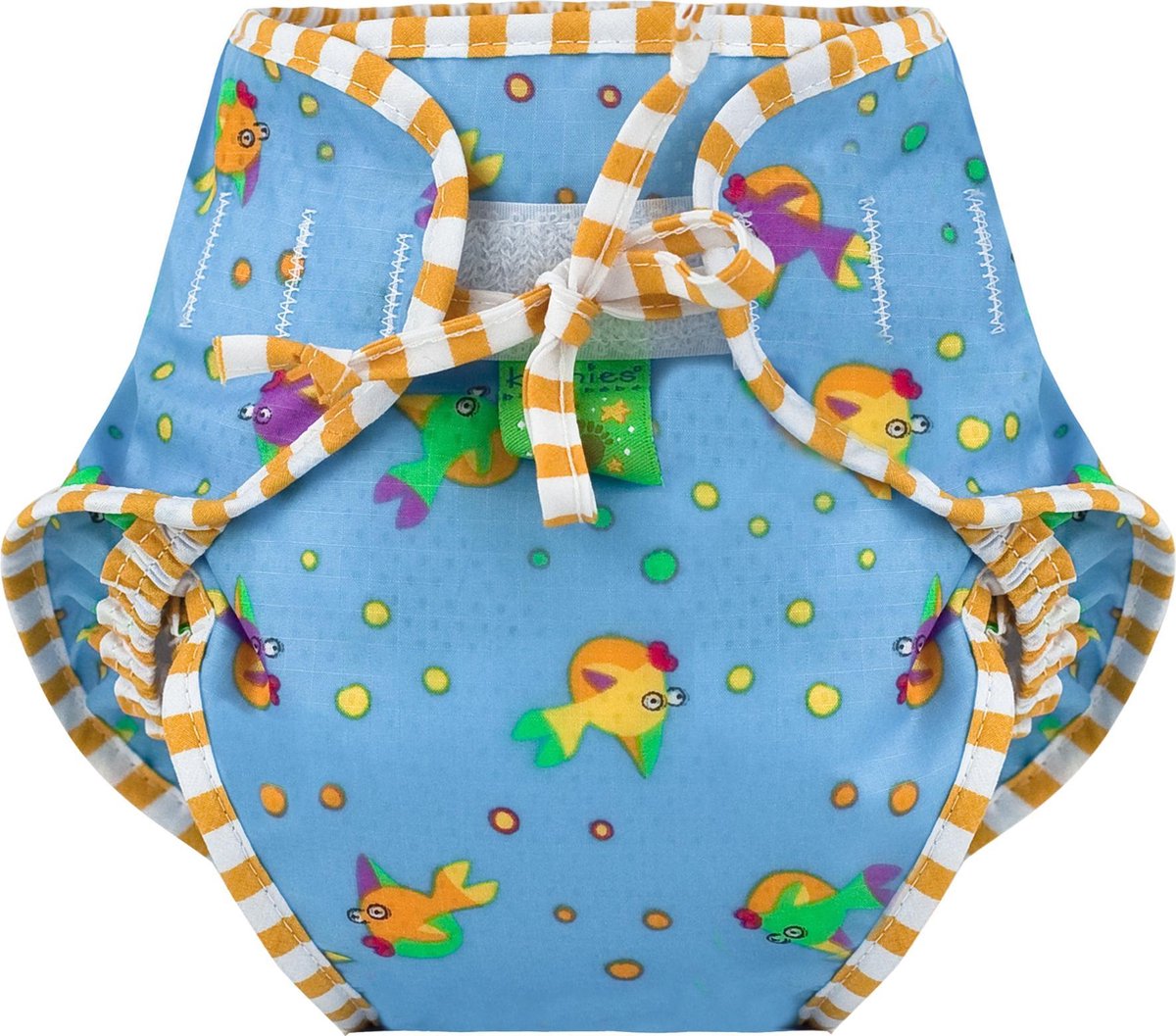Kushies - luier -  wasbare zwemluier - zwembroekje - maat 4 - 11/18 kg - blauw - goudvis