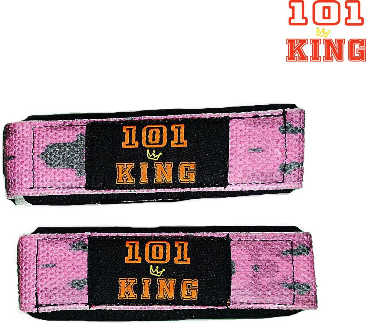 101 King - Padded Lifting Straps - Roze Patroon - Straps Met Padding Voor Gewichtheffen - Crossfit - Fitness - Powerlifting