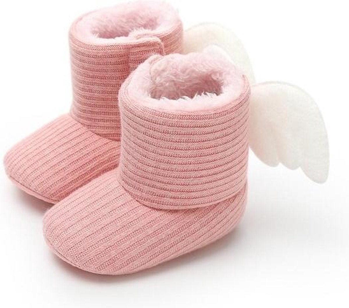 Babyslofjes - Baby Slofjes Meisjes - Roze - Met Vleugels - Maat 20 - 6-12 maanden