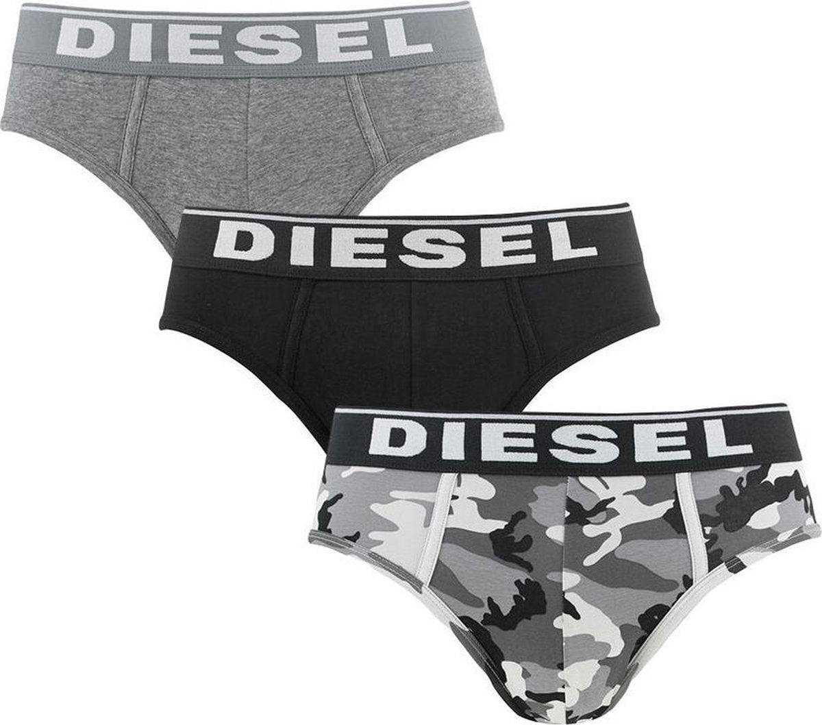 Diesel andre herenslips 3P camo grijs & zwart - M