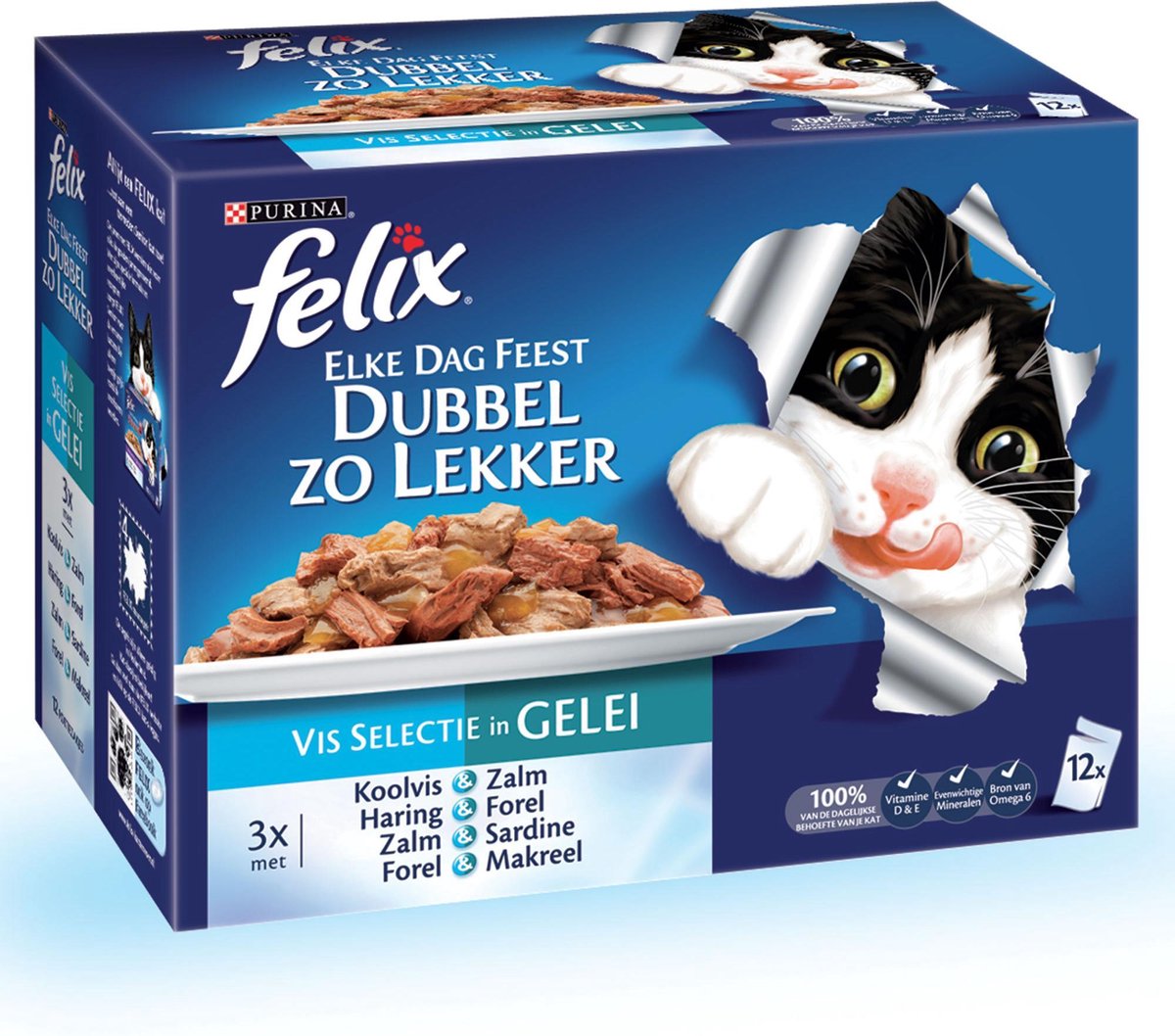 FELIX Dubbel Zo Lekker - Vis - Kattenvoer - 12 x 100 g