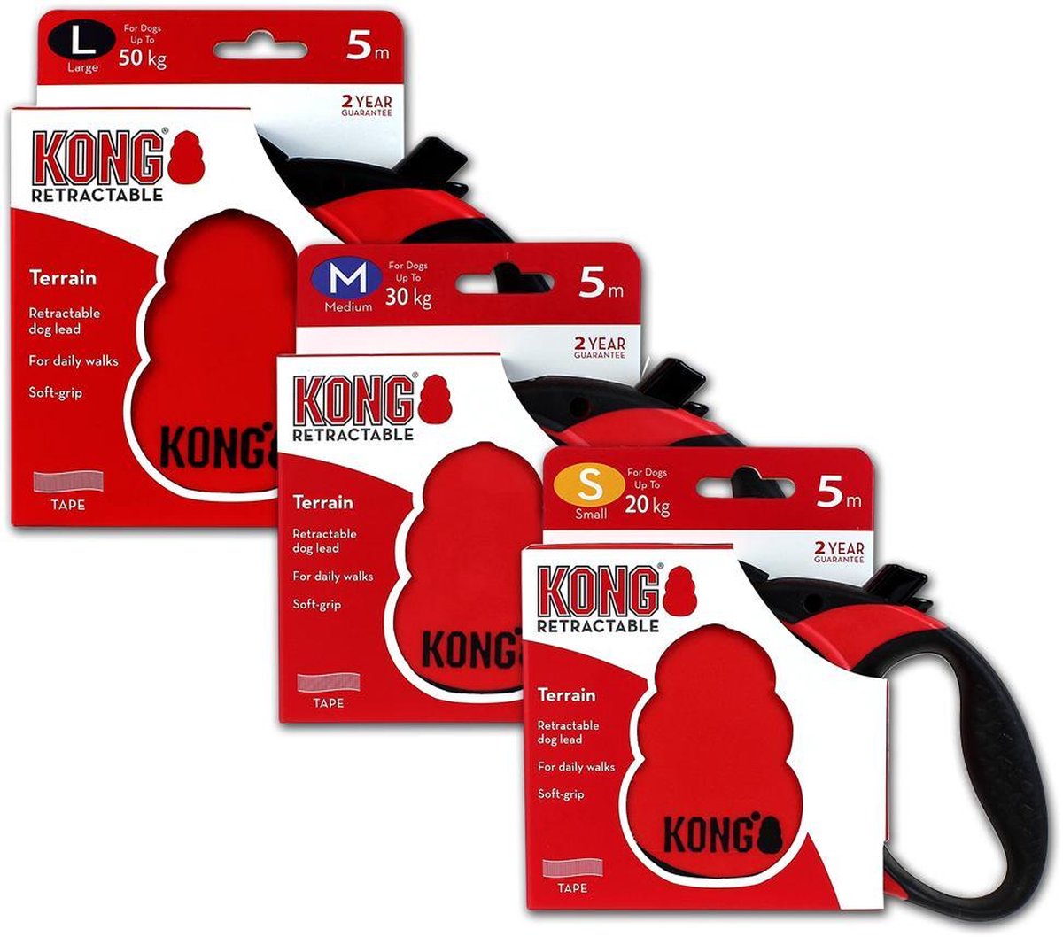 KONG Retractable Leash Terrain - S - Rood