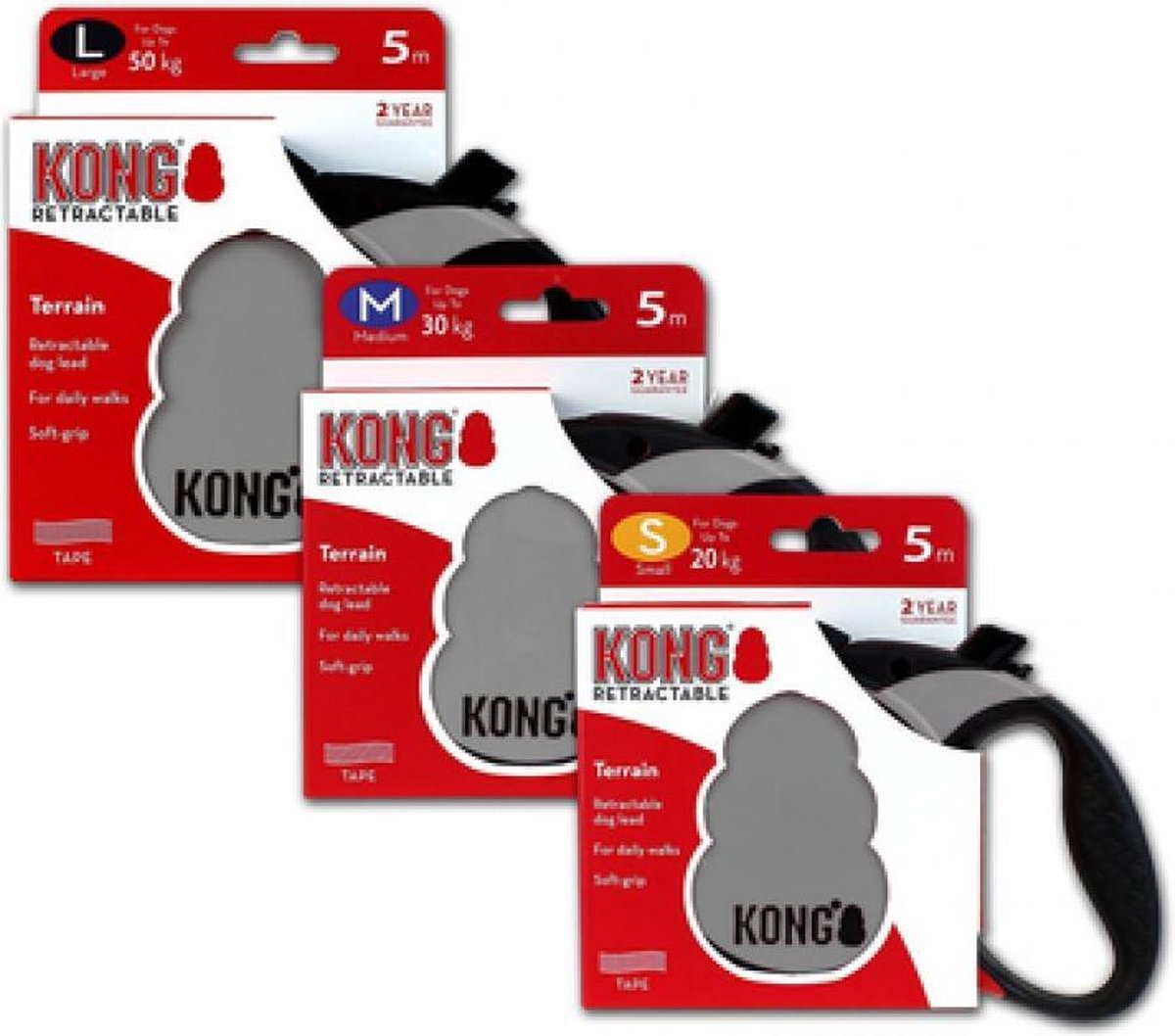 Kong Retractable Leash Terrain Grey L