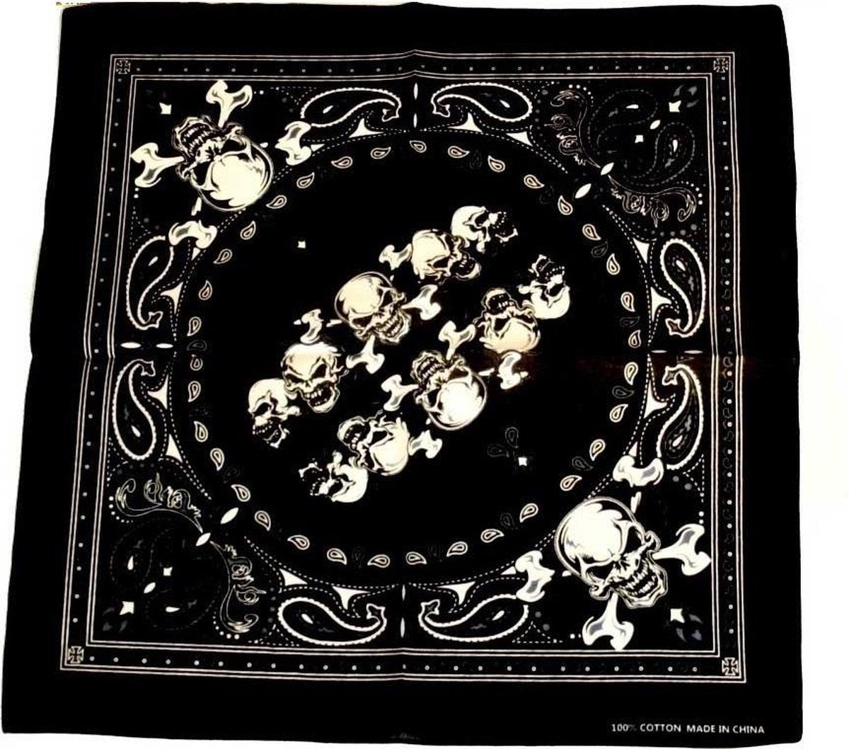 Zac's Alter Ego Bandana Paisley and skulls Mondkapje Zwart/Wit