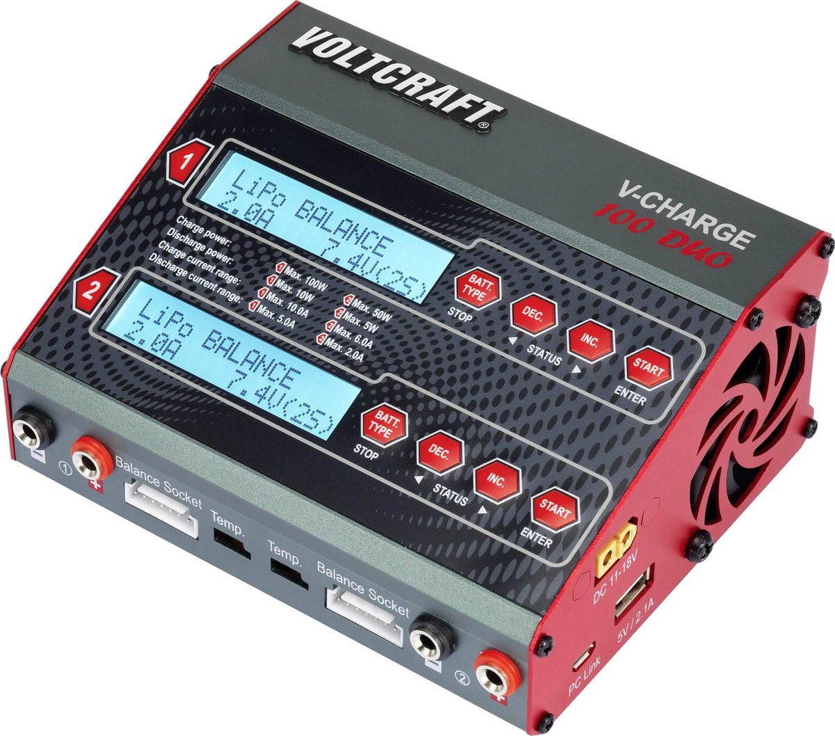 VOLTCRAFT V-Charge 100 Duo Multifunctionele modelbouwlader 12 V
