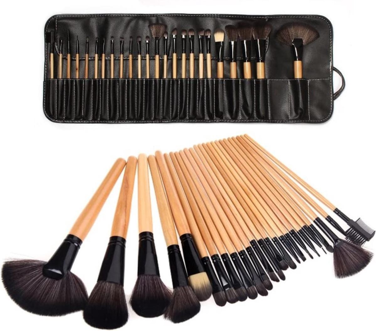 Make-up kwasten | Make-up set | Make-up geschenksets | Oogschaduw borstel | Contourborstel | Wenkbrauw borstel | Oogpotlood | 20-delig | Met etui | Zwart/bruin | Able & Borret