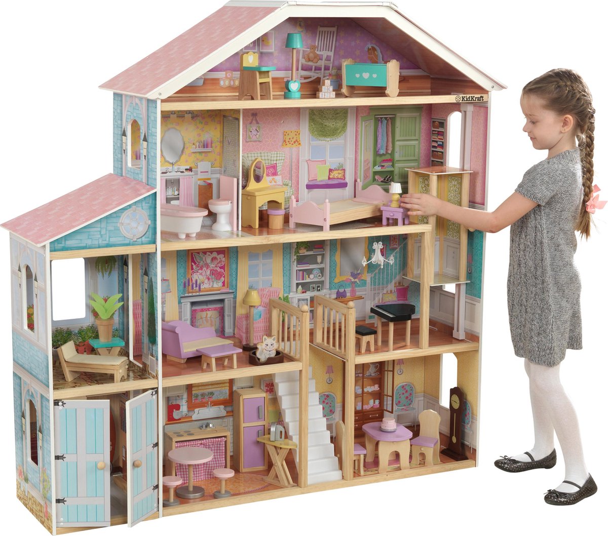 KidKraft Grand View Mansion Poppenhuis met gemakkelijke EZ Kraft Assembly™