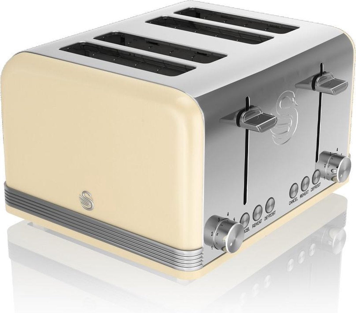 Swan 4-Slot Retro Broodrooster 19020 Creme