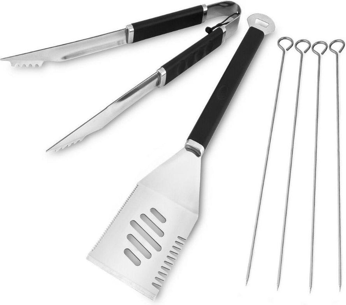 Orange85 BBQ set -  6-delig - RVS - Barbecue - Koken - Spatel - Spiesen - Tang - Opener