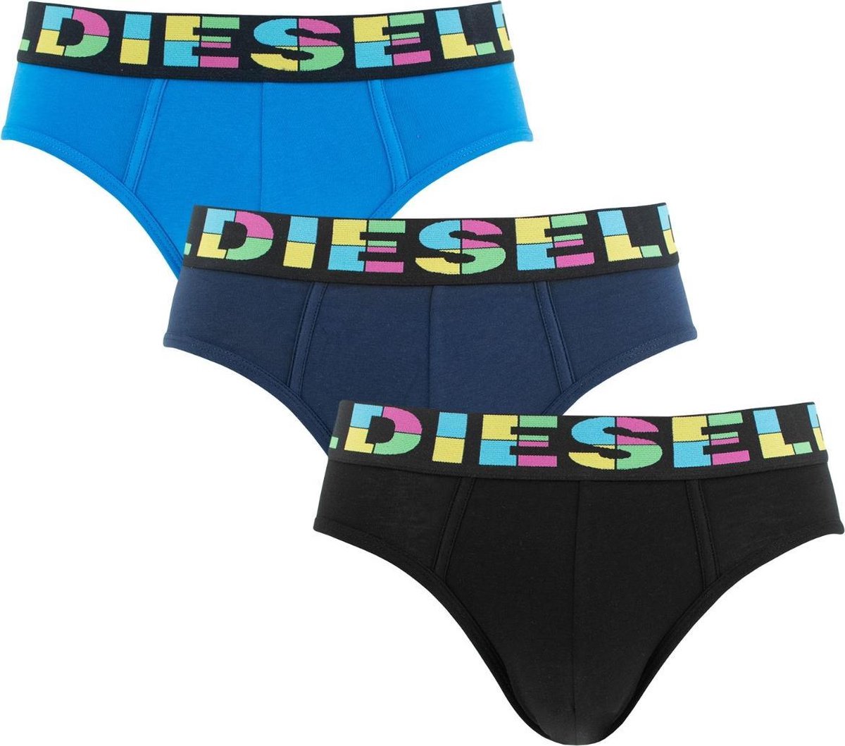 Diesel andre herenslips 3P blauw & zwart - XL