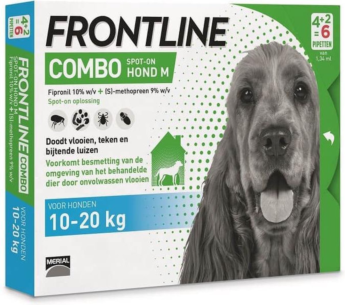 Frontline Combo - M: van 10 tot 20 kg - Anti vlooienmiddel en tekenmiddel - Hond - 6 pipetten