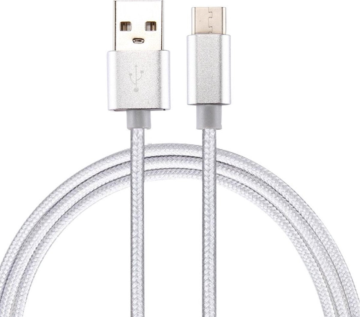 Mobigear USB-C Kabel Nylon 3 Meter Zilver