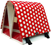 Clarijs rood/witte stippen tas. Materiaal: Bisonyl