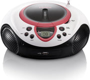Lenco SCD-38 USB Pink - Draagbare radio CD-speler met USB aansluiting - Wit/Roze
