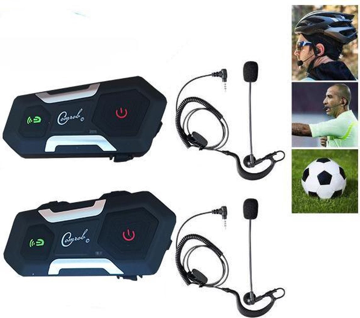 V3 plus  Comrob Fiets / scheidsrechter communicatie intercom module systeem voor 2 personen met FM radio max 1200 meter