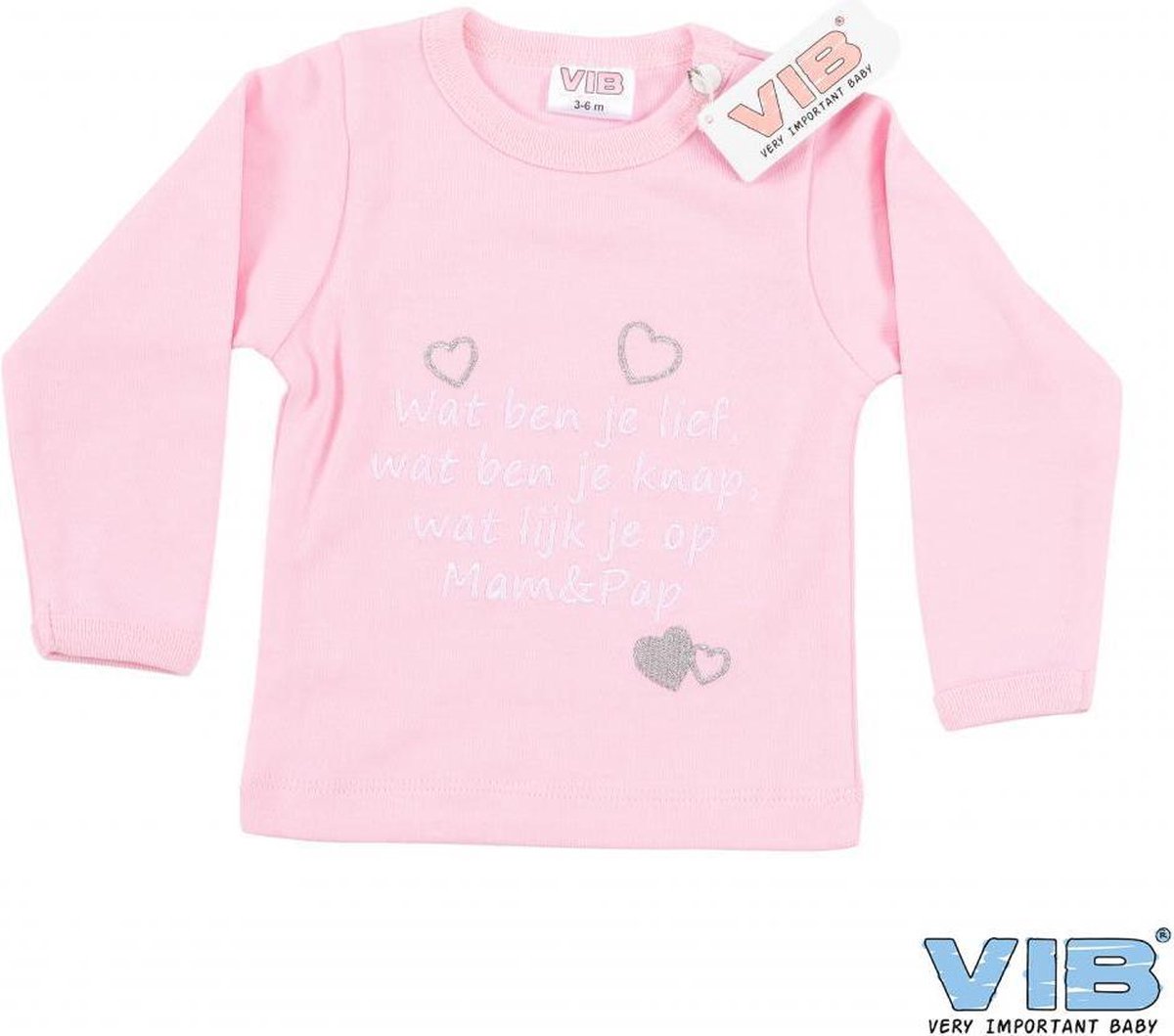 Vib shirt roze wat ben je lief 0-3 mnd