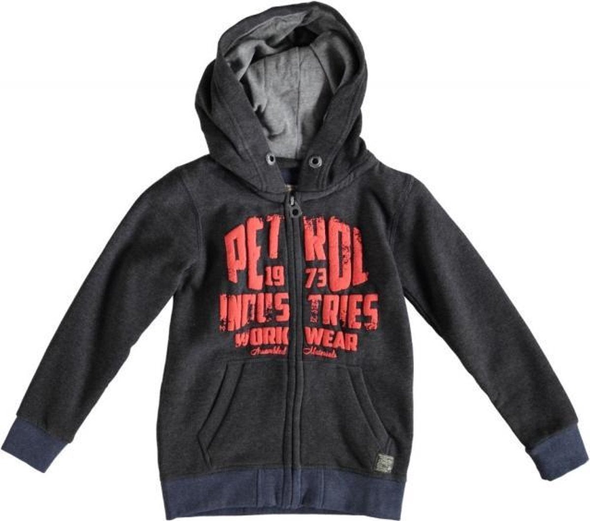 Petrol sweatvest hoodie donkergrijs Maat - 104