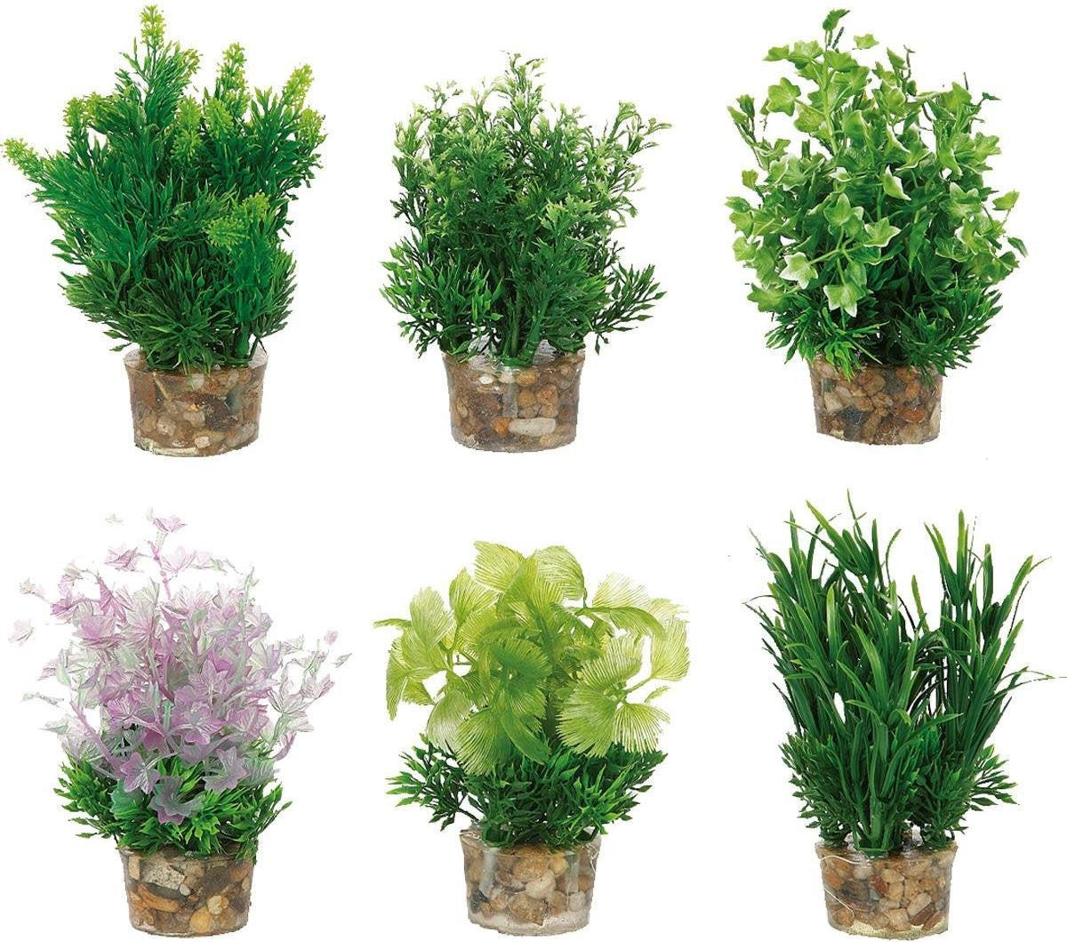 Flamingo Aquarium plant plastic decoratie - Willekeurig - 6 x 6 x 13 cm