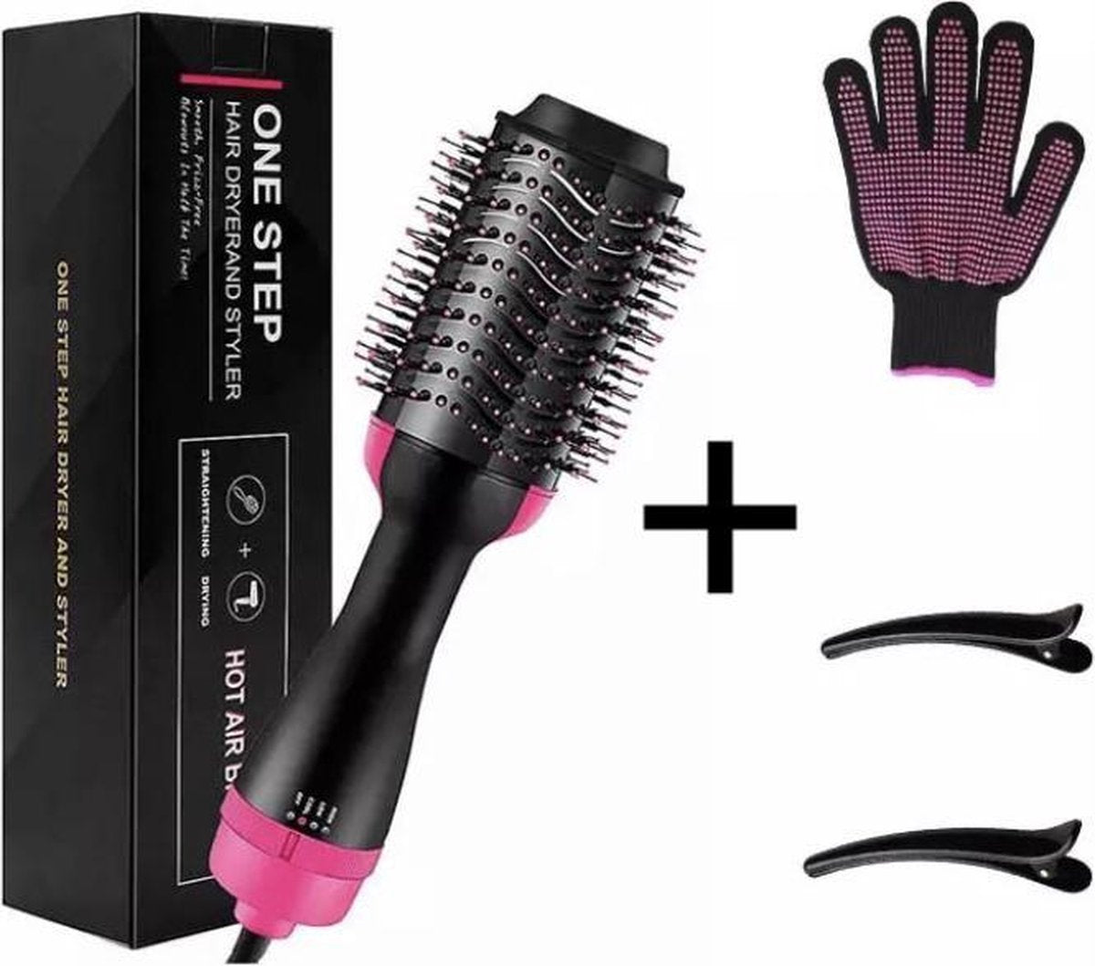 Ronde borstel + Gratis handschoen en Klemmers / Fohnborstel babyliss / 4 in 1 New Upgraded Version Magic Brush en Föhnborstel/Keramische Haar/Stijl/Krul Borstel Voor Volume en Drogen