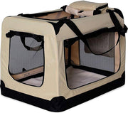 Rexa ® Opvouwbare hondentas voor transport | (XL) 82x58x58 cm Beige | Inclusief schouderriem | Honden reistas | Dieren transporttas