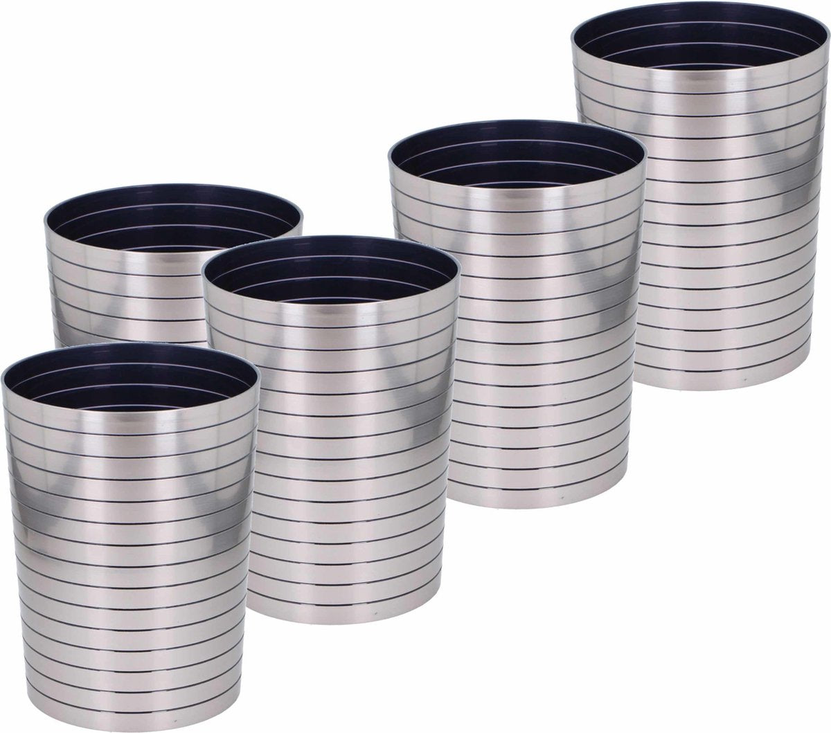 5x RVS tafelprullenbakje vuilnisbak/prullenbak 6 liter - badkamer/kantoor accessoires