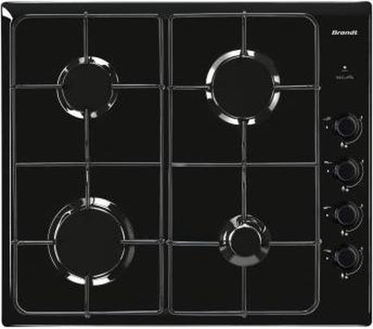 Brandt BPE6410B kookplaat Zwart Ingebouwd Gaskookplaat 4 zone(s)