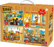 Bouwvakkers 4-in-1 Puzzel - Vier Kinderpuzzels in een Koffertje - King