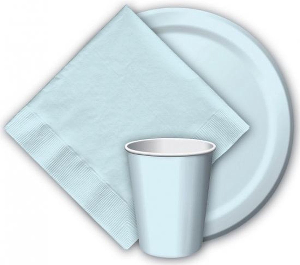 24x Lichtblauwe papieren feest bekertjes 256 ml - Wegwerpbekertjes babyblauw van papier - Babyshower/themafeest tafeldecoratie