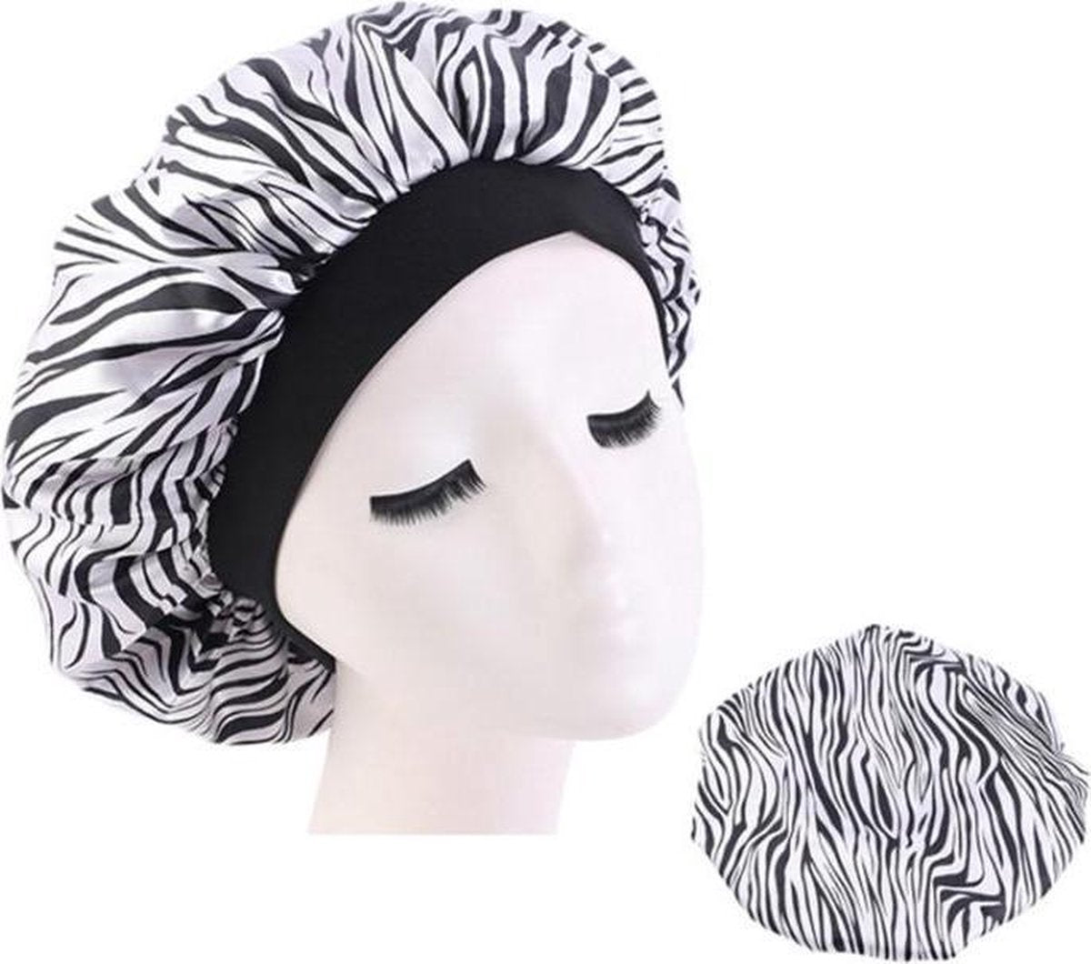 Afabs® Witte tijger print Satijnen Slaapmuts / Hair Bonnet / Haar bonnet van Satijn / Satin bonnet / Afro nachtmuts voor slapen