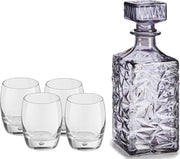 Glazen whisky karaf antraciet van 1 liter met 4x stuks glazen van 360 ml