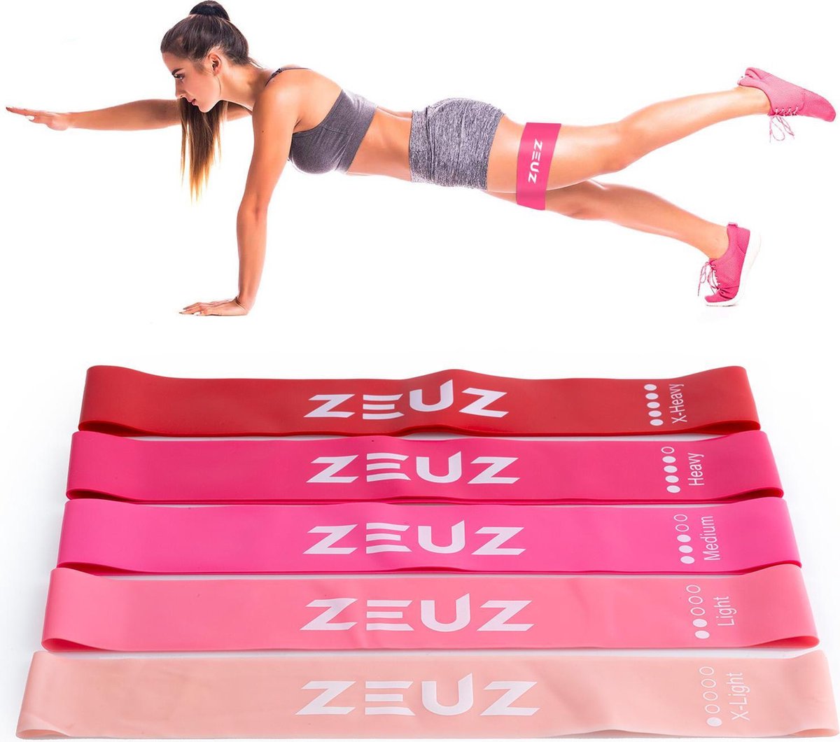 ZEUZ® 5 Stuks Premium Weerstandsbanden Set – Resistance Band – Bootybands – Weerstand Elastiek Trainer