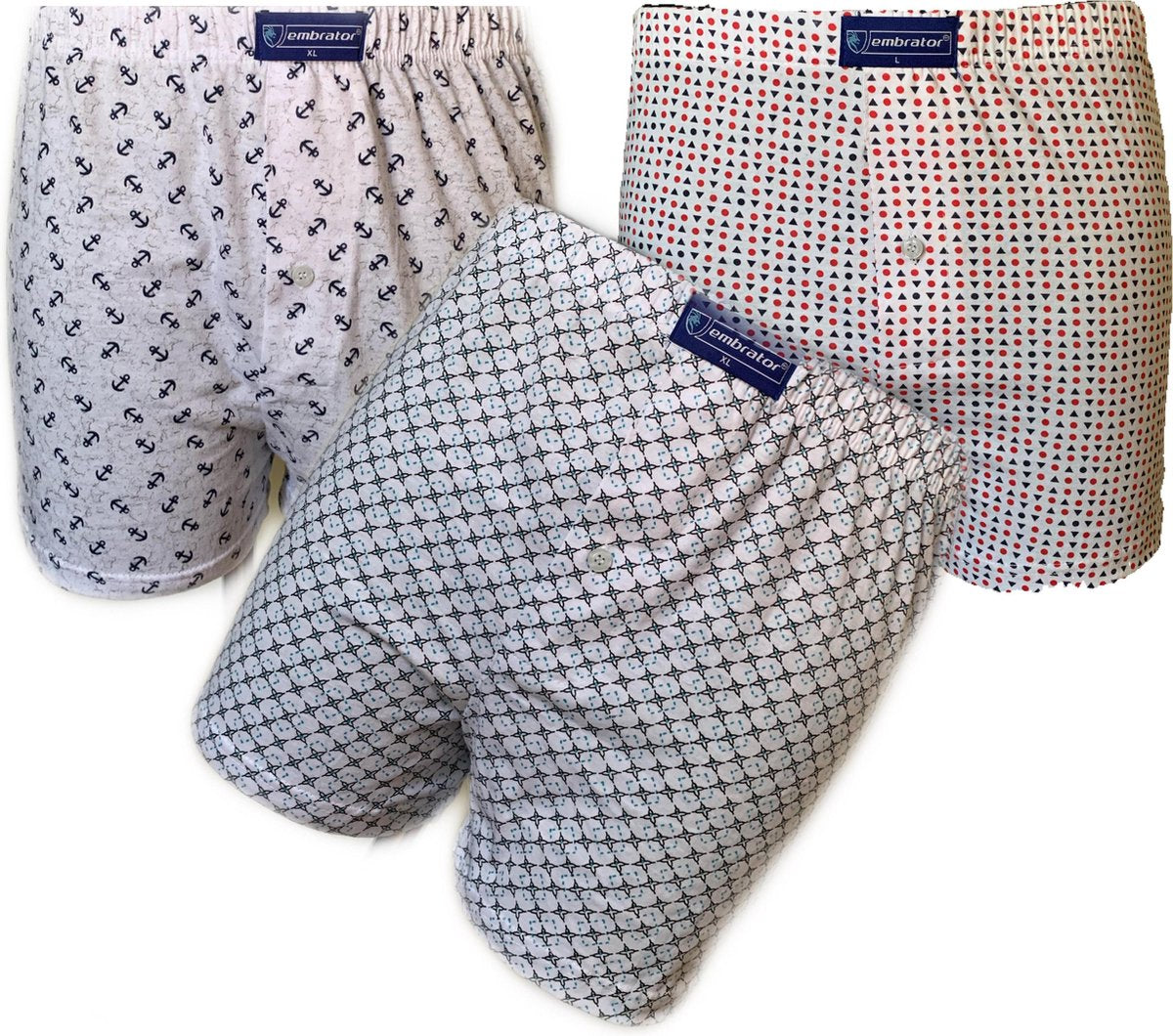 Embrator 3-stuks mannen Boxershorts Loose Fit katoen maat 3XL