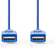 USB-Kabel | USB 3.2 Gen 1 | USB-A Male | USB-A Male | 5 Gbps | Vernikkeld | 2.00 m | Rond | PVC | Blauw | Polybag