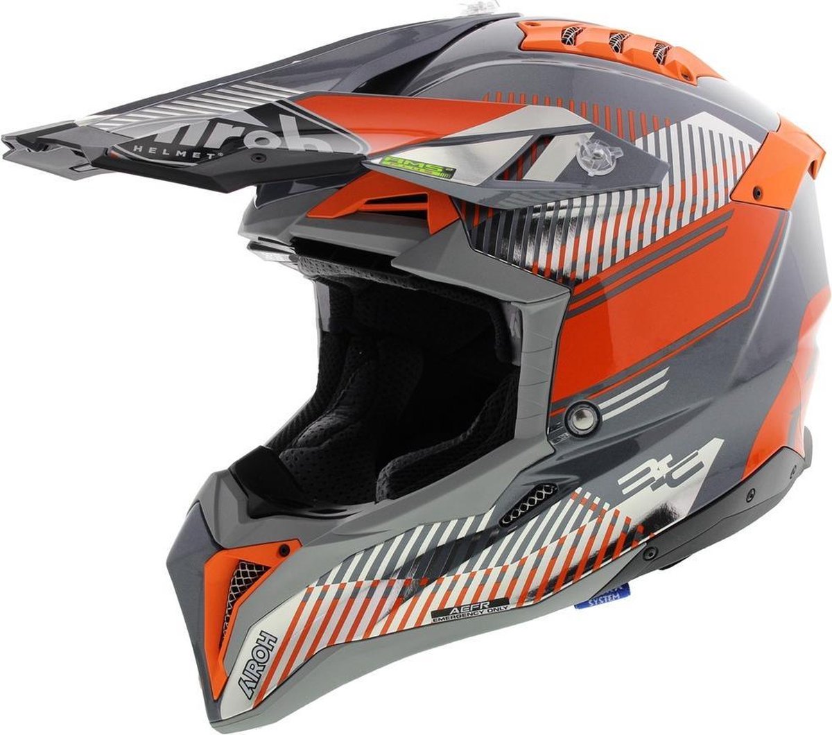 Airoh Aviator 3 AMS² Wave crosshelm oranje grijs chrome S