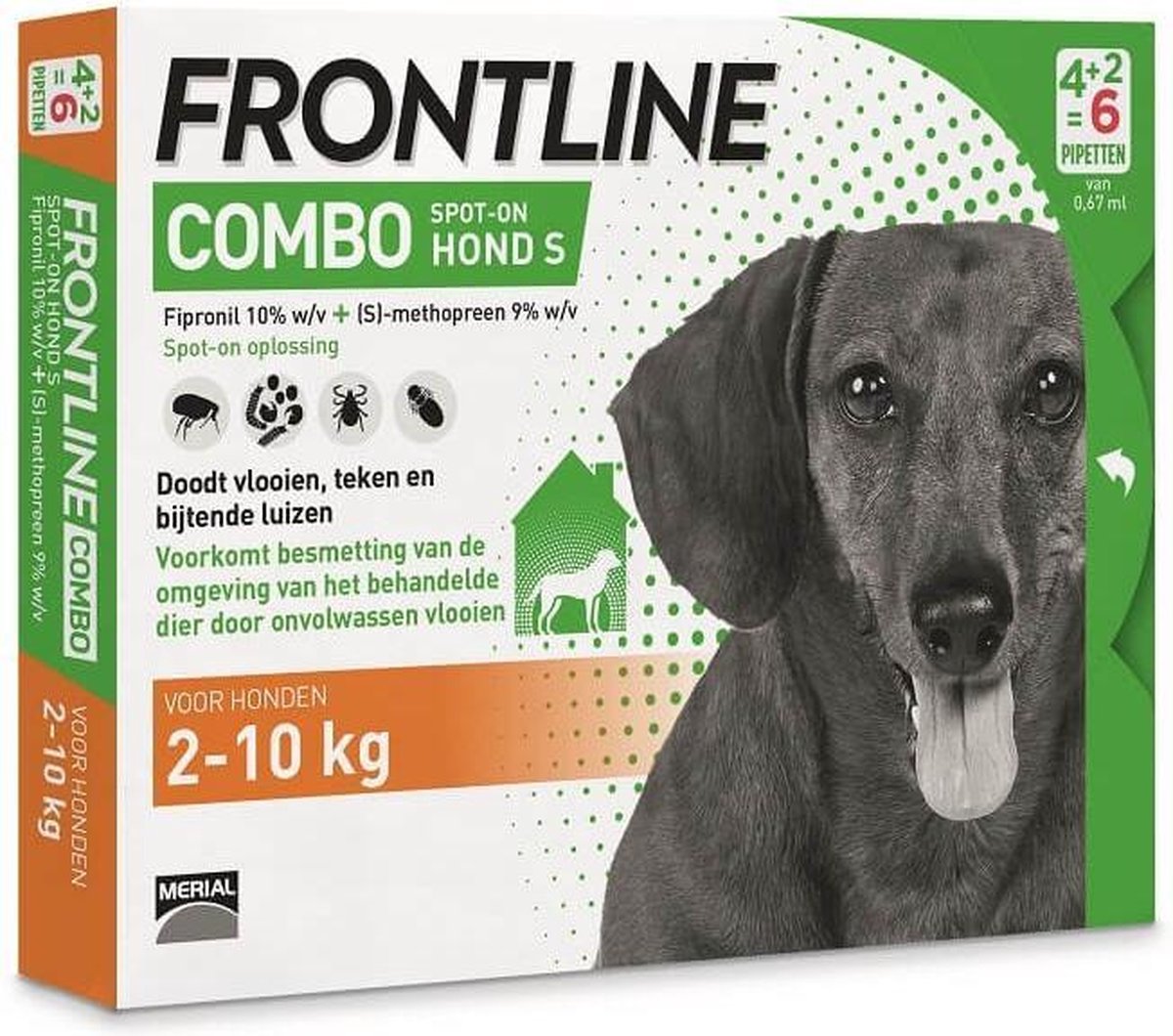 Frontline Combo - Anti vlooienmiddel en tekenmiddel - 2  Tot 10 Kg - Hond - 6 pipetten