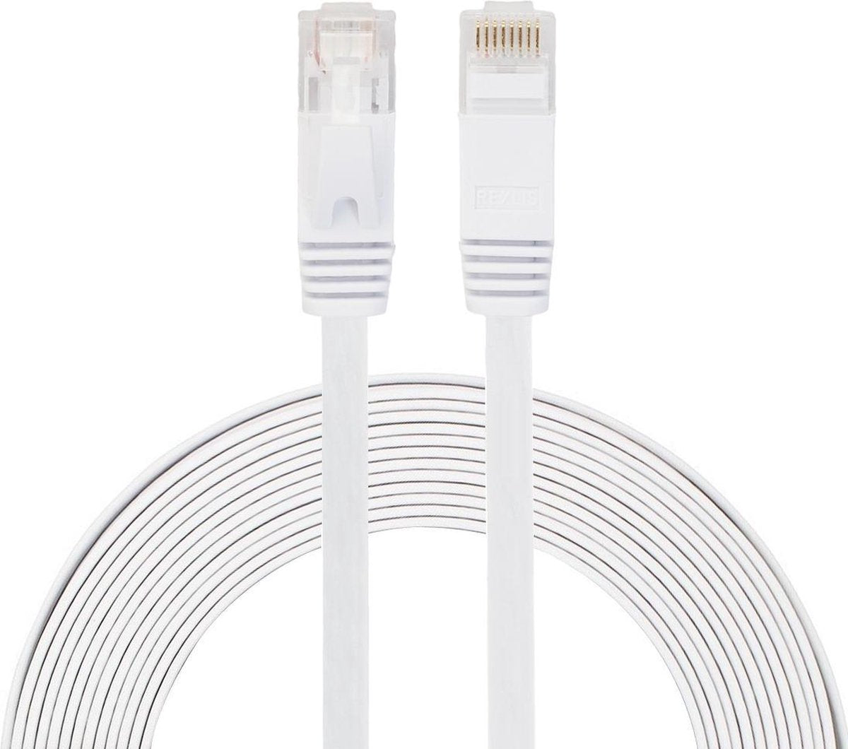2M Ethernet Netwerk Kabel CAT6 | Gold Plated |  Wit / White |  Tot 1GBps | Platte RJ45 LAN Kabel| Premium Kwaliteit