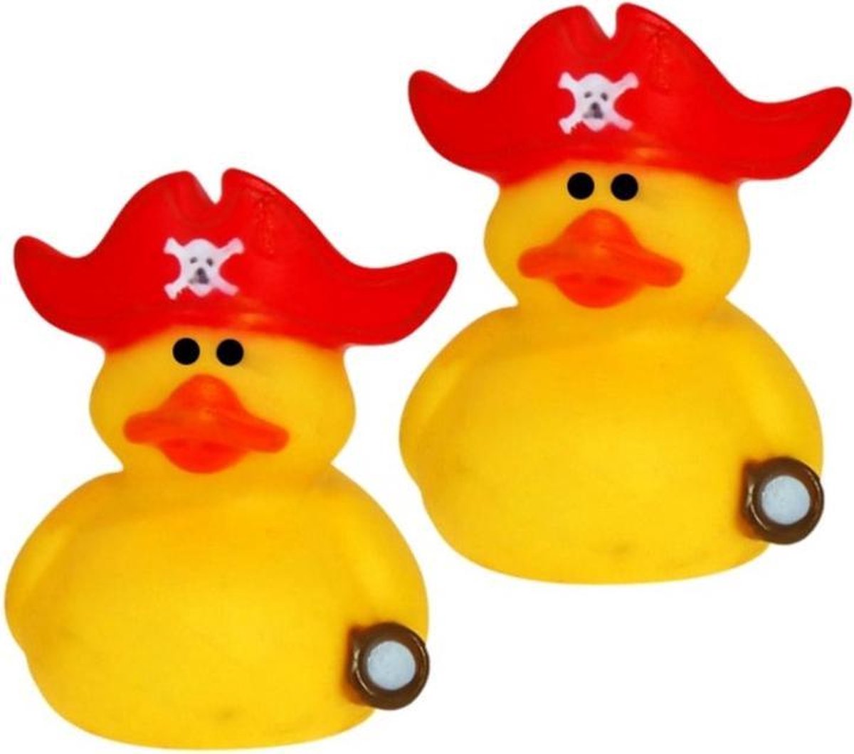 Set van 6x stuks badeendje Kapitein Red 5 cm - Speelgoed badeendjes