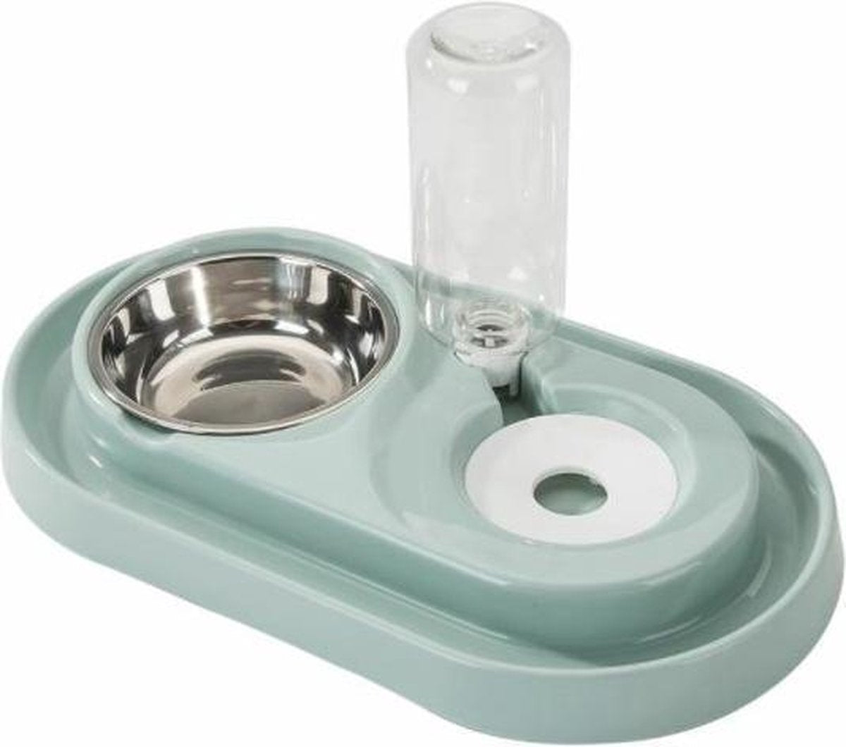 Groene- Voerbak- Kleine Honden- Katten- Automatische- Water- Dispenser- Inclusief waterfles