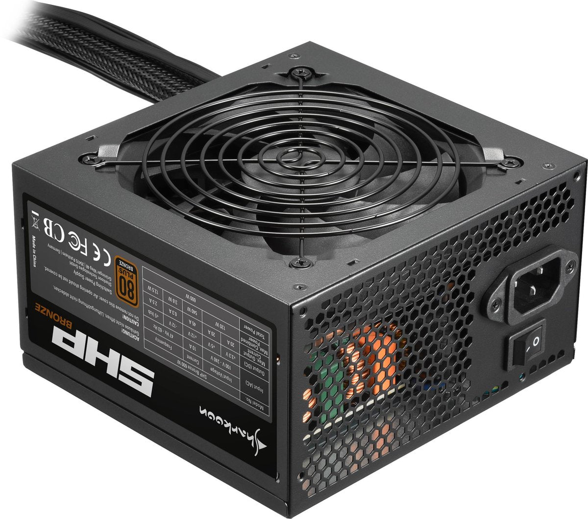 Sharkoon voeding SHP Bronze 600W 80 PLUS Bronze zwart